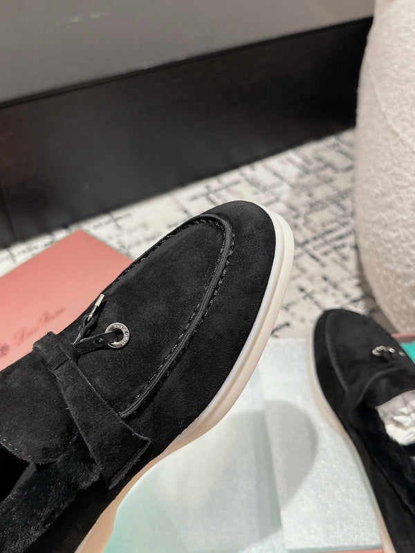 Mocassini LP Summer Charms Walk in pelle scamosciata nera con fodera in pelliccia di coniglio 985641