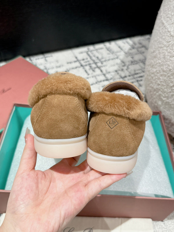 Mocassini LP Summer Charms Walk in pelle scamosciata marrone nocciola con fodera in pelliccia di coniglio 985645