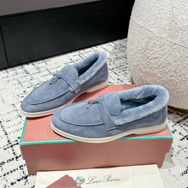 Mocassini LP Summer Charms Walk in pelle scamosciata chiara Aegean con fodera in pelliccia di coniglio 985647