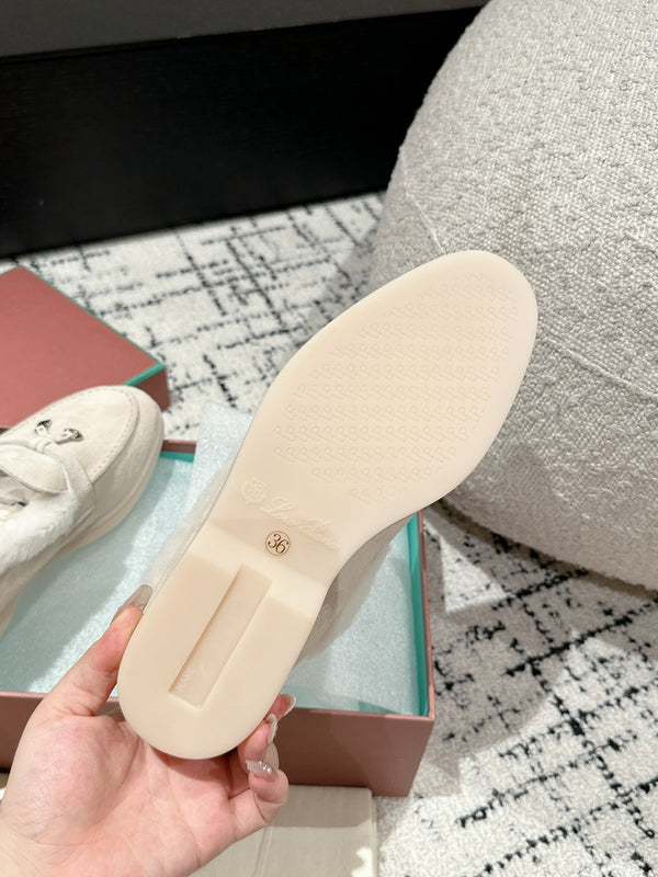 Mocassini LP Summer Charms Walk in pelle scamosciata bianca con fodera in pelliccia di coniglio 985649