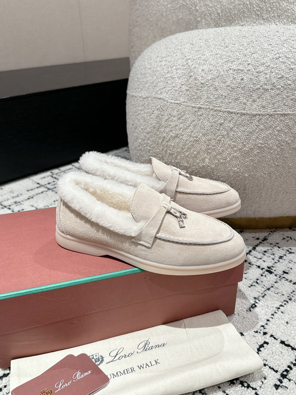 Mocassini LP Summer Charms Walk in pelle scamosciata bianca con fodera in pelliccia di coniglio 985649