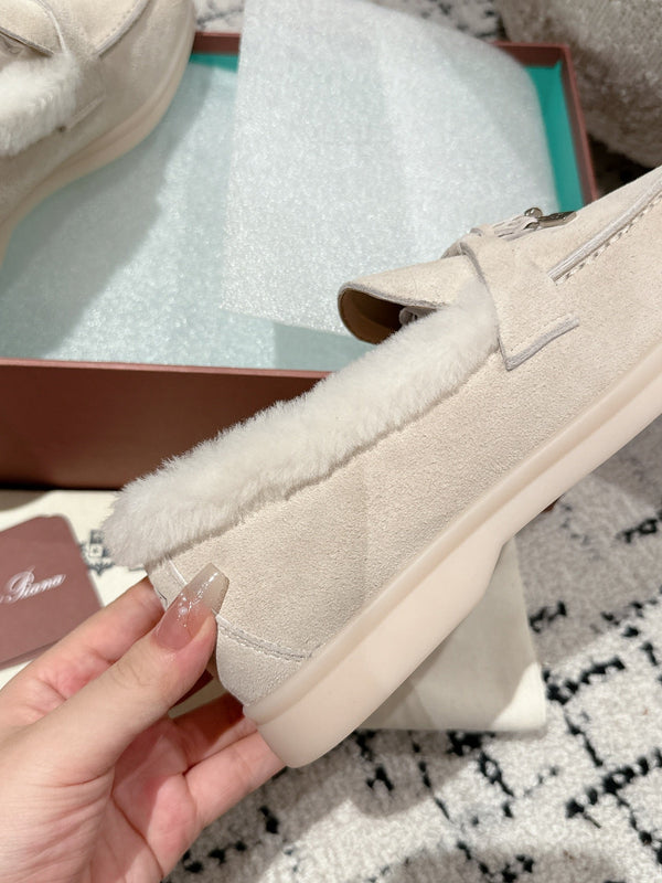 Mocassini LP Summer Charms Walk in pelle scamosciata bianca con fodera in pelliccia di coniglio 985649