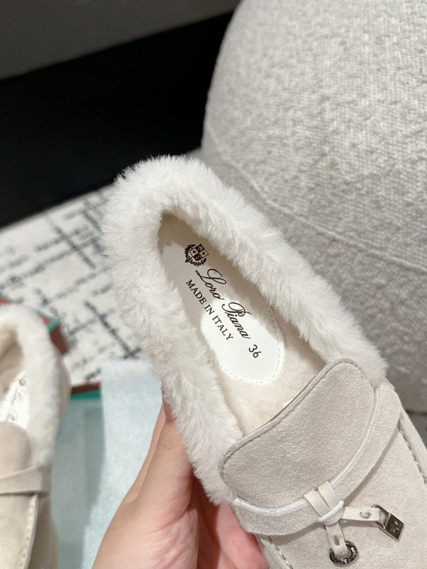 Mocassini LP Summer Charms Walk in pelle scamosciata bianca con fodera in pelliccia di coniglio 985649