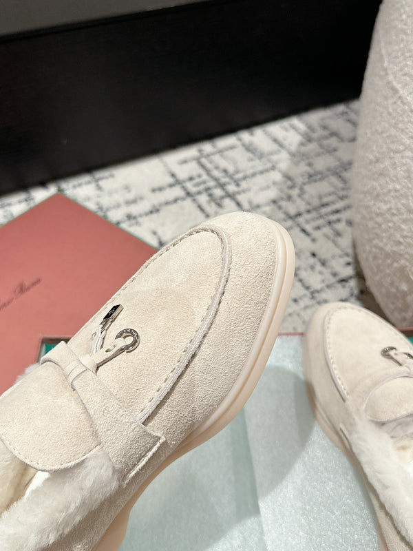 Mocassini LP Summer Charms Walk in pelle scamosciata bianca con fodera in pelliccia di coniglio 985649