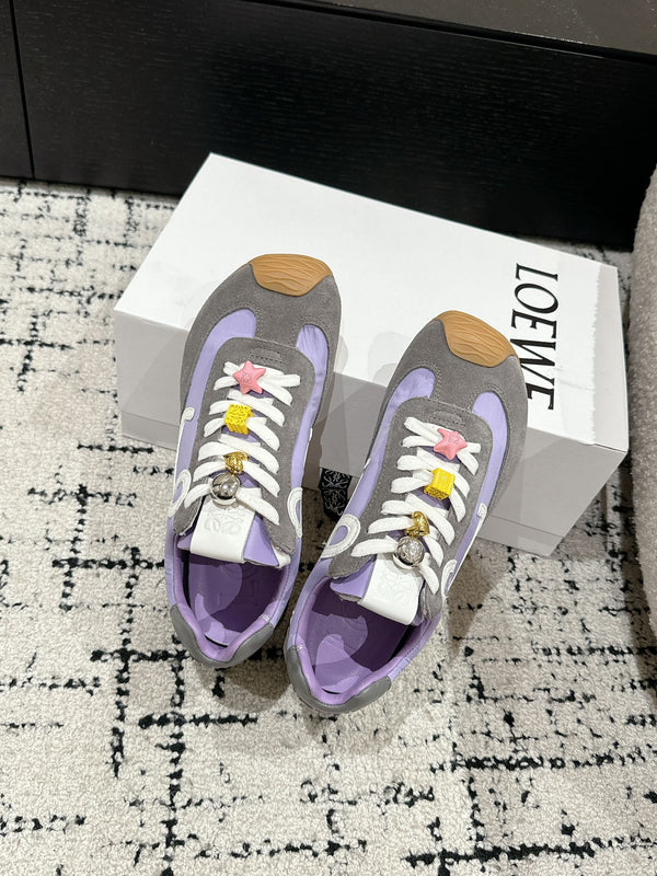 Loewe 25 Ballet Runner 2.0 Sneaker Grey Purple Nylon Sheepskin