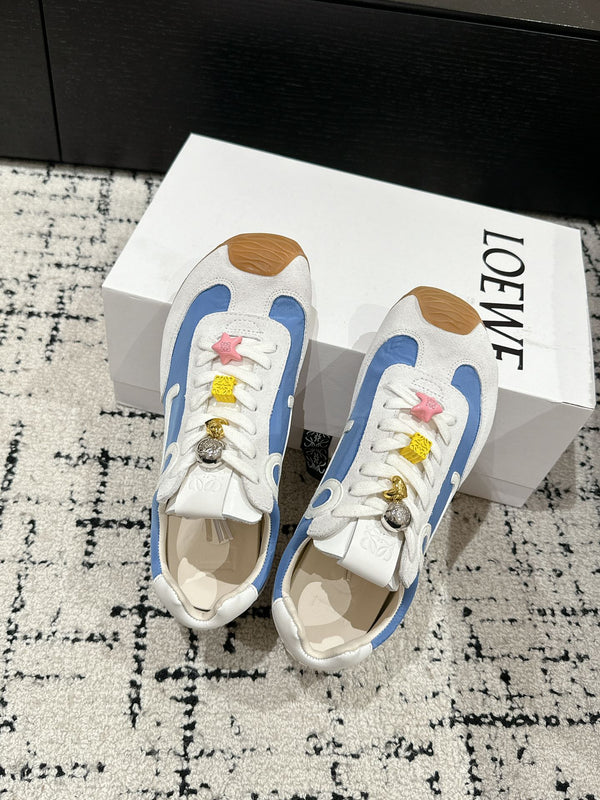 Loewe Ballet Runner 2.0 Sneaker White Blue Nylon Sheepskin