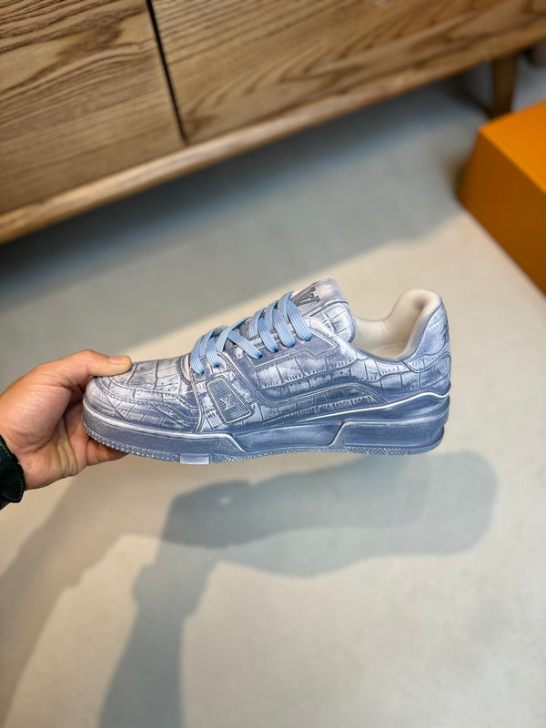 LV MEN'S LUXURY DESIGNER SPORTS BLUE SNEAKERS