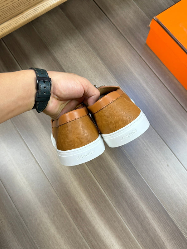 SNEAKER SLIP-ON HM GAME IN PELLE DI VITELLO OCRA