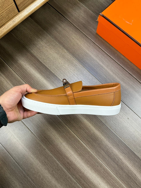 SNEAKER SLIP-ON HM GAME IN PELLE DI VITELLO OCRA