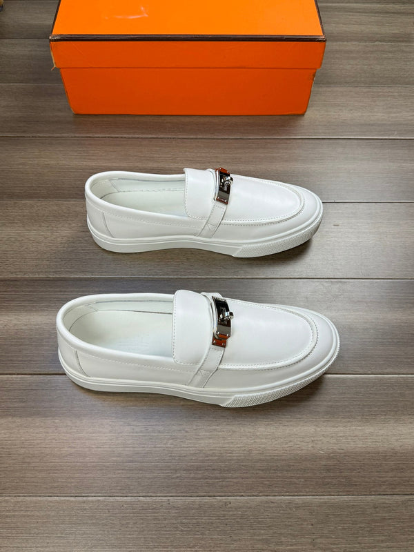 SNEAKER SLIP-ON HM GAME IN PELLE DI VITELLO BIANCA