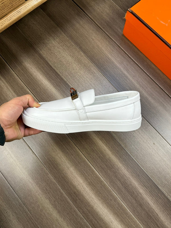 SNEAKER SLIP-ON HM GAME IN PELLE DI VITELLO BIANCA