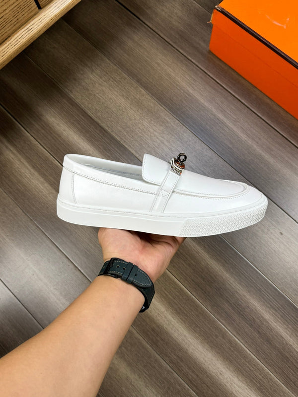 SNEAKER SLIP-ON HM GAME IN PELLE DI VITELLO BIANCA