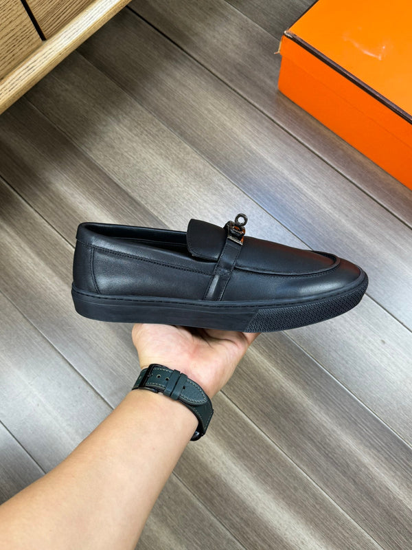SNEAKER SLIP-ON HM GAME IN PELLE DI VITELLO NERA