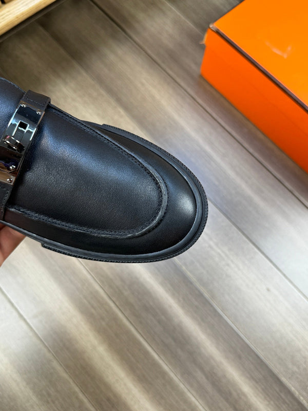 SNEAKER SLIP-ON HM GAME IN PELLE DI VITELLO NERA