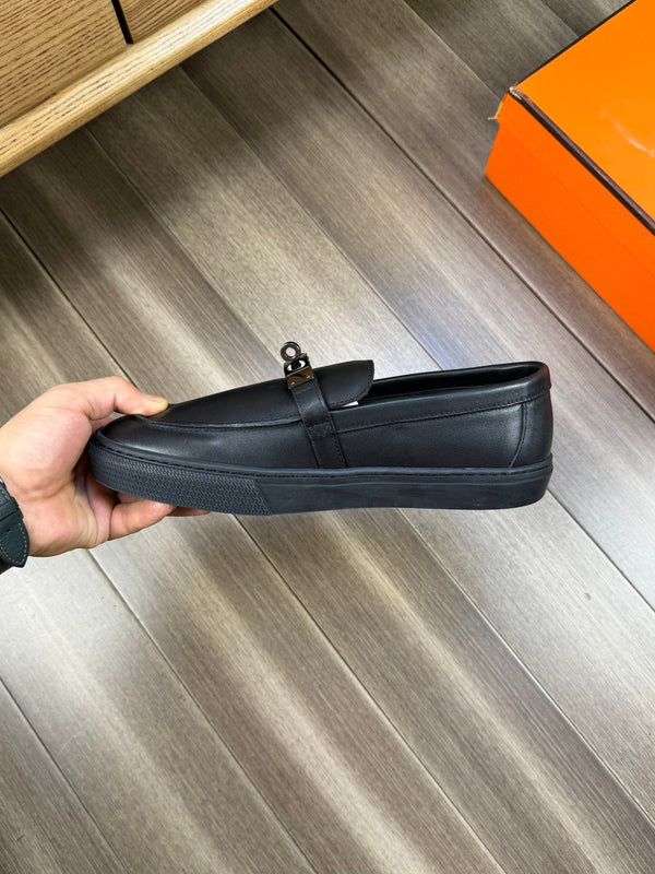 SNEAKER SLIP-ON HM GAME IN PELLE DI VITELLO NERA