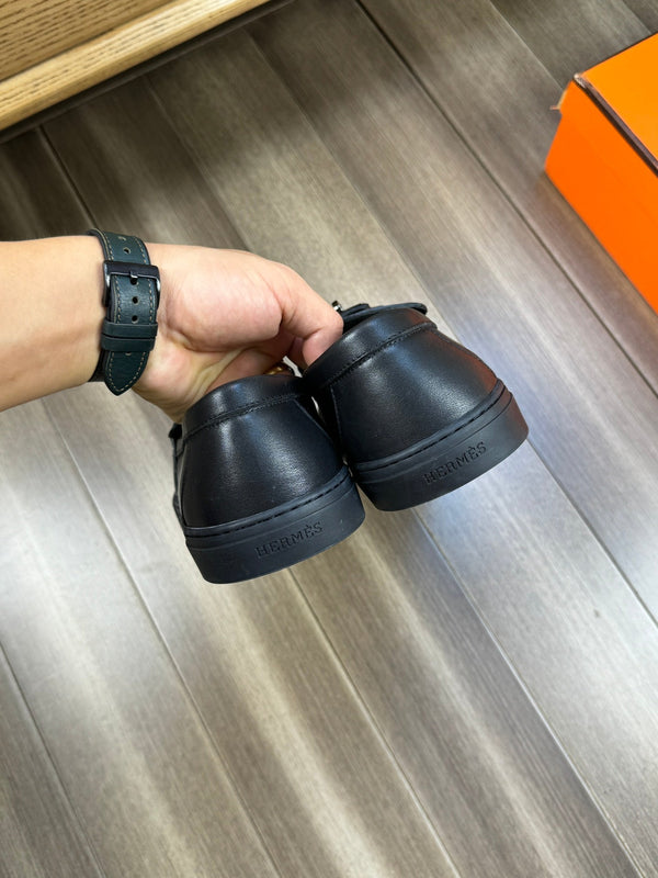 SNEAKER SLIP-ON HM GAME IN PELLE DI VITELLO NERA