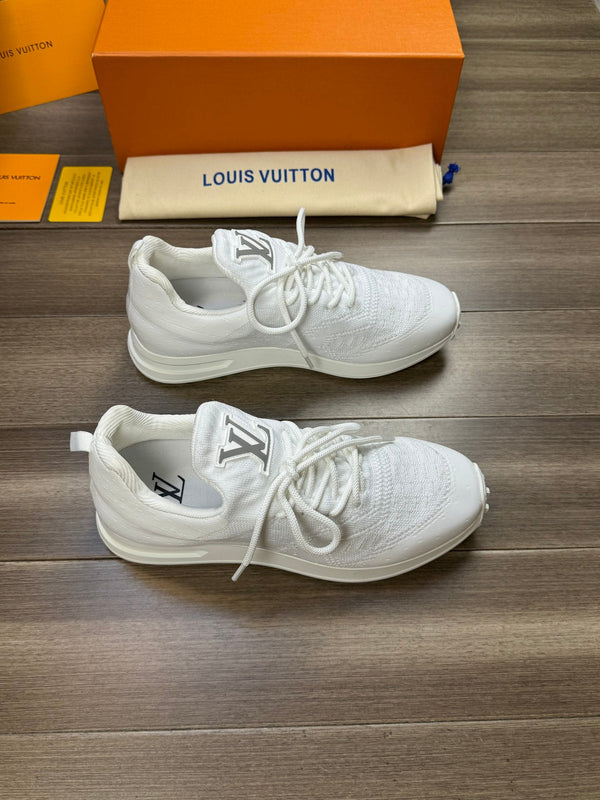 LV SNEAKERS IN WHITE MESH BREATHABLE FABRIC AND  CALFSKIN