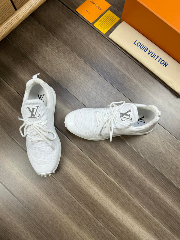 LV SNEAKERS IN WHITE MESH BREATHABLE FABRIC AND  CALFSKIN