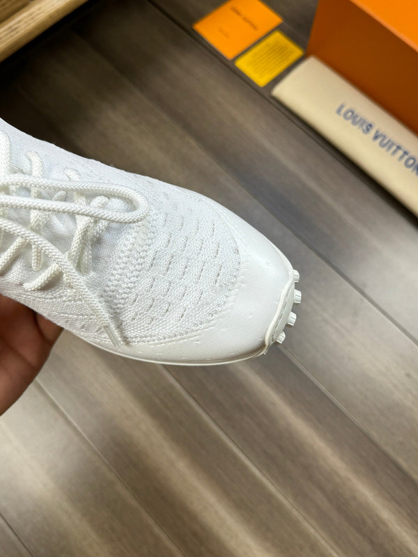 LV SNEAKERS IN WHITE MESH BREATHABLE FABRIC AND  CALFSKIN