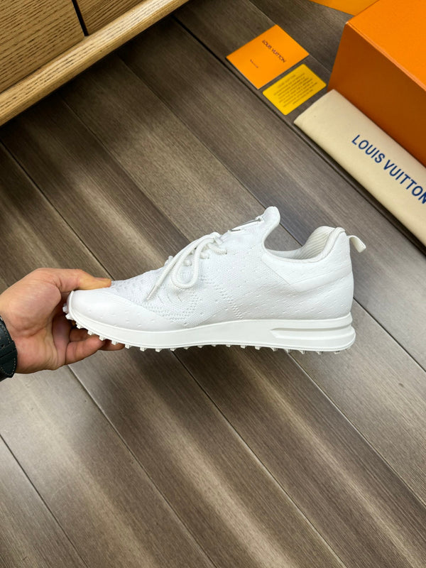 LV SNEAKERS IN WHITE MESH BREATHABLE FABRIC AND  CALFSKIN
