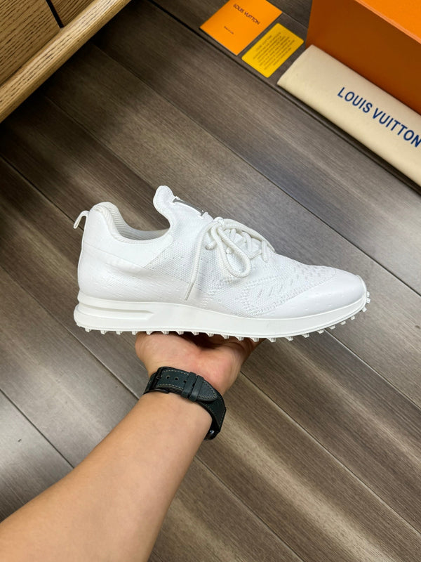 LV SNEAKERS IN WHITE MESH BREATHABLE FABRIC AND  CALFSKIN
