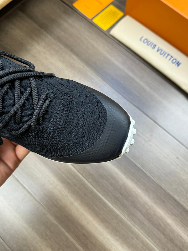 LV SNEAKERS IN BLACK MESH BREATHABLE FABRIC AND  CALFSKIN