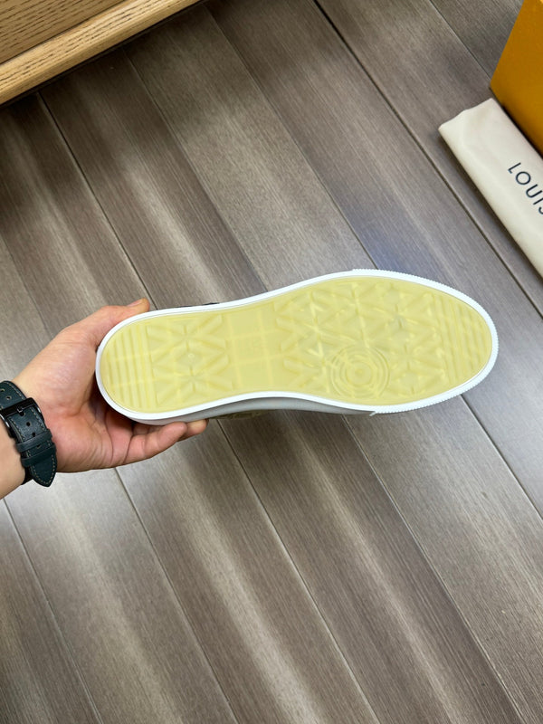LV TRAINER SNEAKER IN YELLOW OLIVE MONOGRAM DENIM