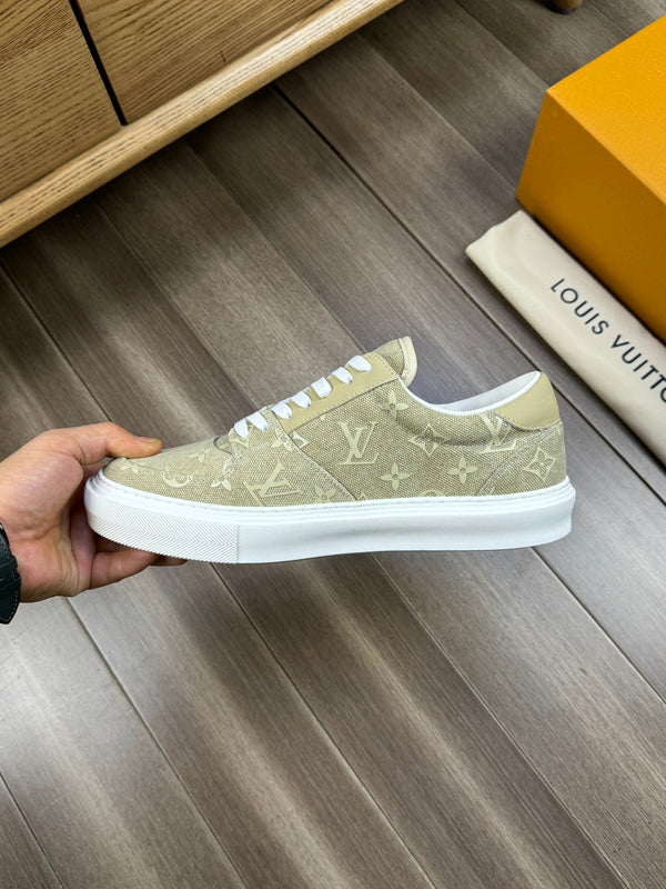 LV TRAINER SNEAKER IN YELLOW OLIVE MONOGRAM DENIM