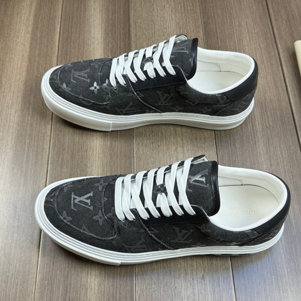 LV TRAINER SNEAKER IN CHARCOAL BLACK MONOGRAM DENIM
