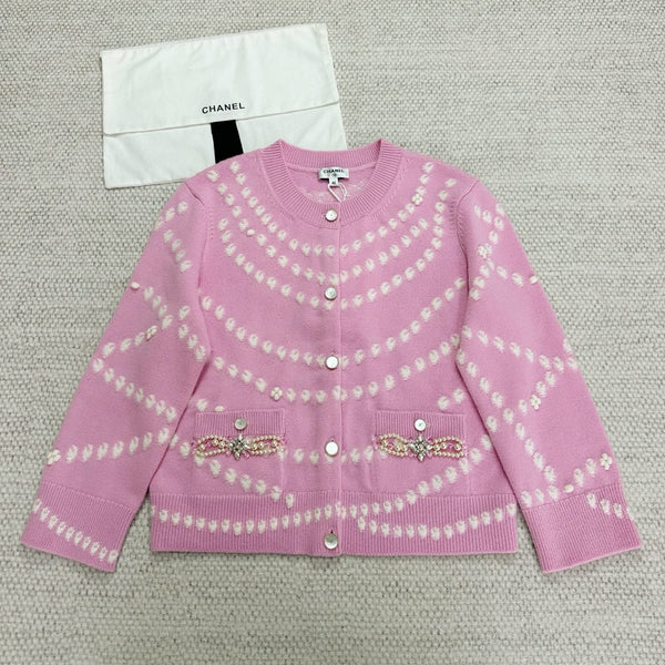 CC 25 Pearls Cardigan Pink Cashmere
