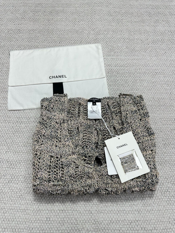 CC 25 Hollow Knitted Vest Gray Cotton