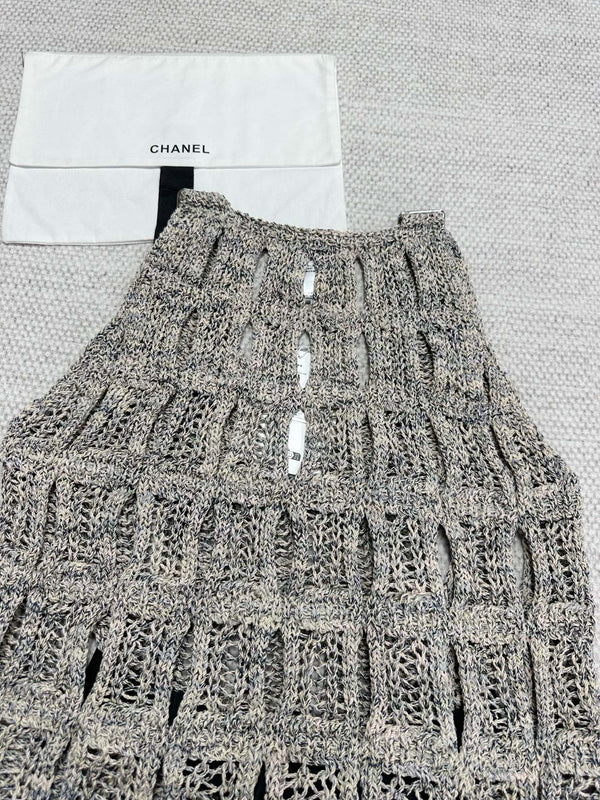 CC 25 Hollow Knitted Vest Gray Cotton