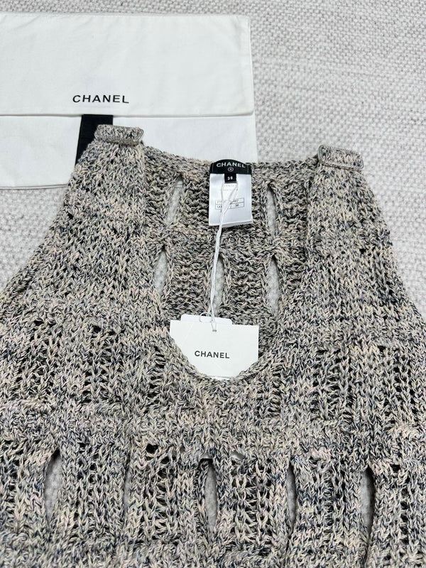 CC 25 Hollow Knitted Vest Gray Cotton