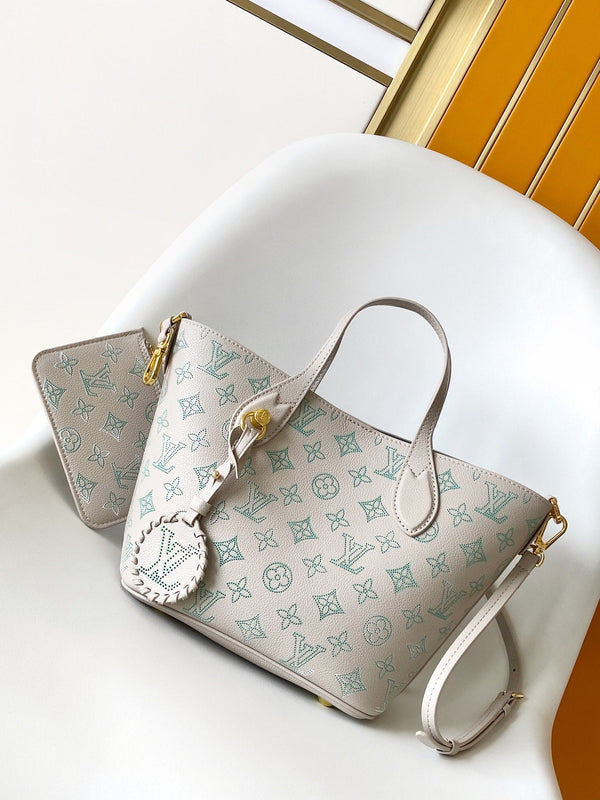 LV Blossom 20cm Bag Beige mix Green Cowhide 251989