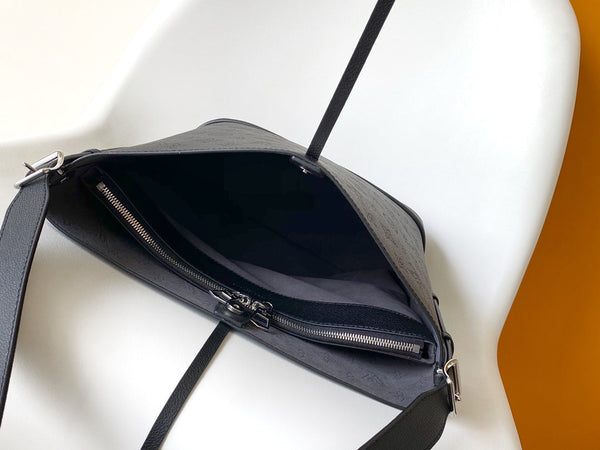 LV M12139 Flore Handbag 28cm Black Perforated Cowhide