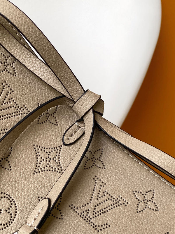 LV M12140 Flore Handbag 28cm Galet Gray Monogram Perforated Cowhide