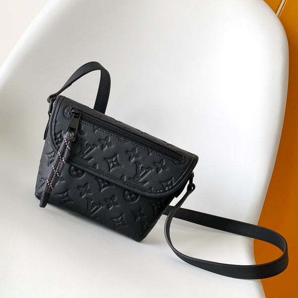 LV Pulse Wearable Wallet 22.5cm Black Monogram Shadow embossed calfskin