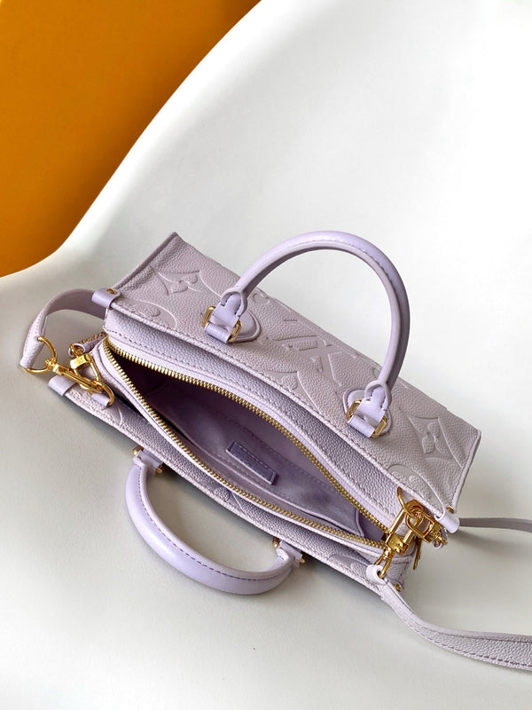 LV M15192 OnTheGo East West Tote 25cm Taro Purple Embossed Grain Cowhide GHW