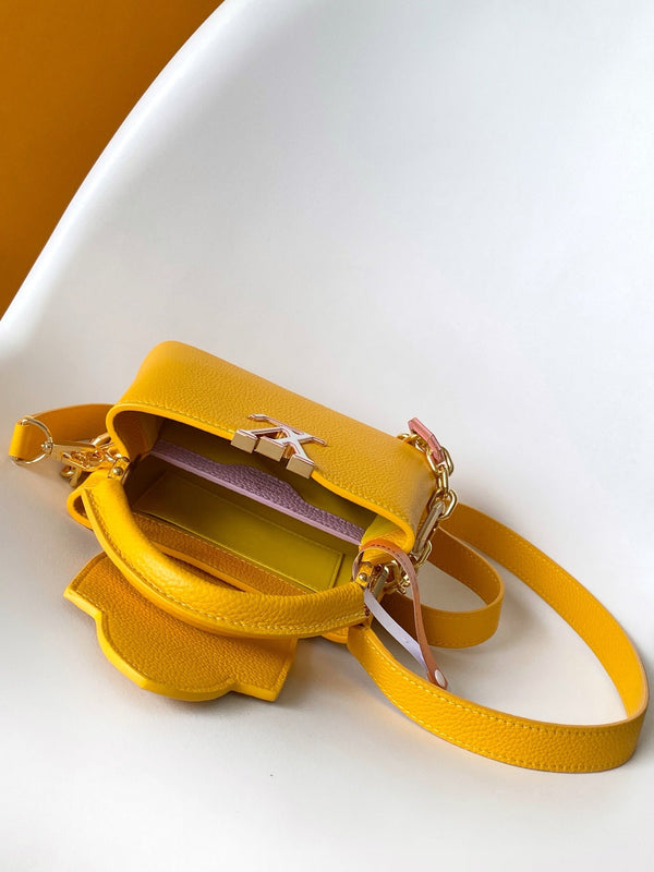 LV M25232 Capucines BB Handbag 21cm Orange Taurillon Cowhide GHW