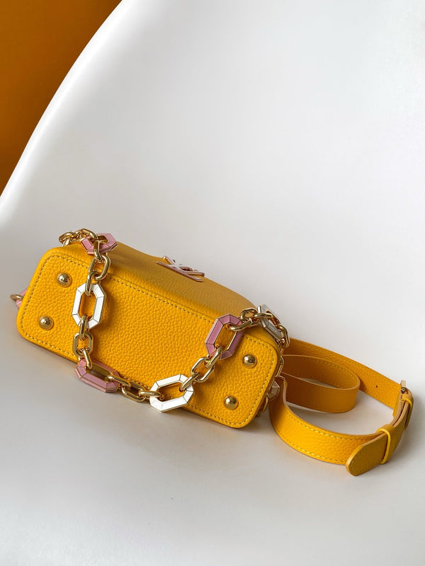 LV M25232 Capucines BB Handbag 21cm Orange Taurillon Cowhide GHW