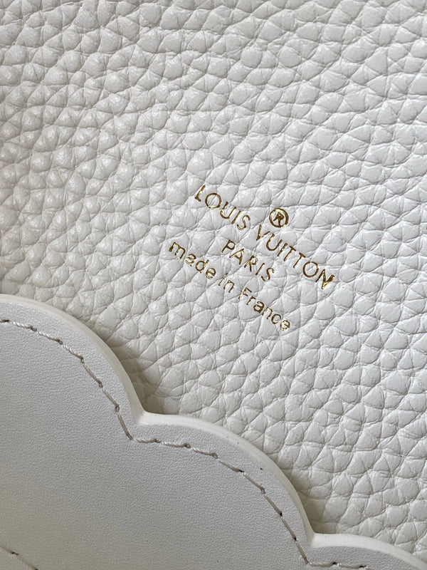 LV M25497 Capucines Mini Handbag White Laser-cut Cowhide GHW