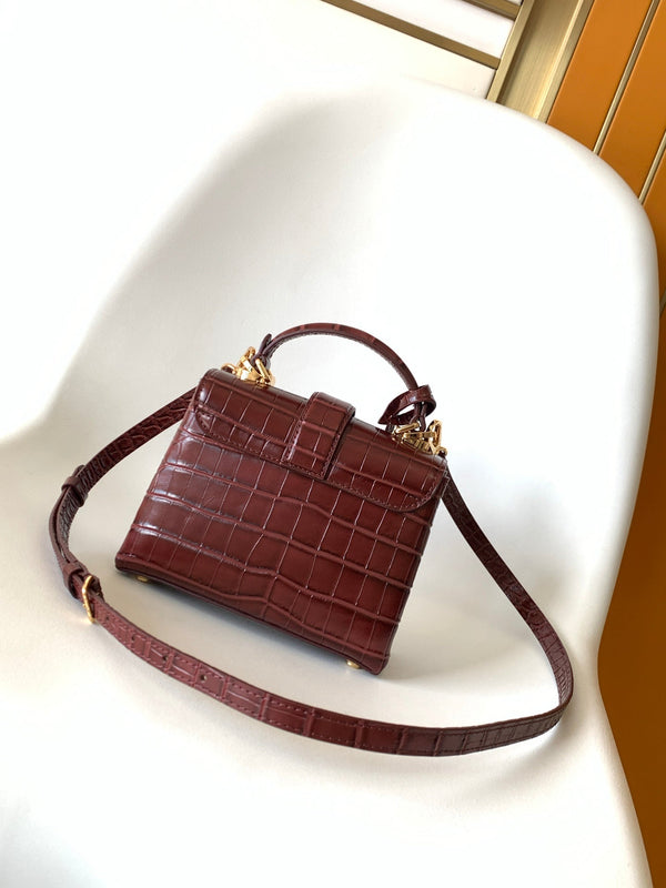 LV 25s Rose Des Vents Handbag 19cm Burgundy Crocodile GHW
