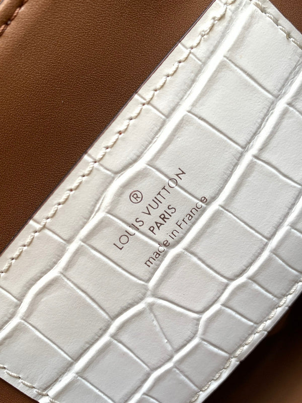 LV 25s Rose Des Vents Handbag 19cm White Crocodile Himalaya Metal HW