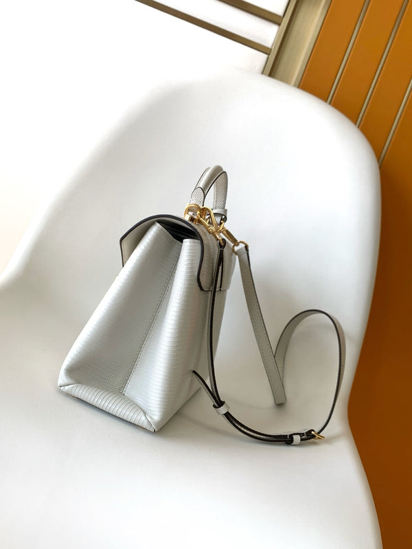 LV 25s Rose Des Vents Handbag 27cm White Lizard GHW