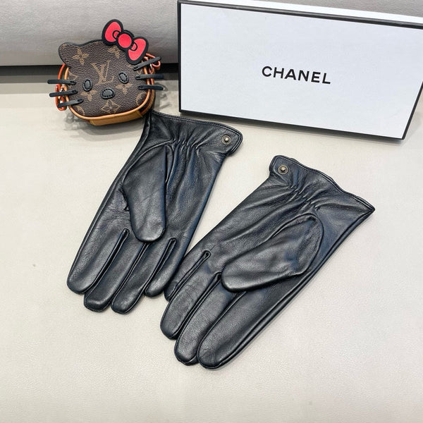 GUANTI DOUBLE G IN PELLE DI AGNELLO NERA 370906