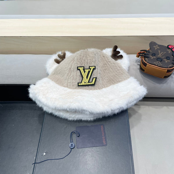 FISHERMAN HAT IN ECRU BEIGE MIX WHITE WOOL AND RABBIT FUR 409758