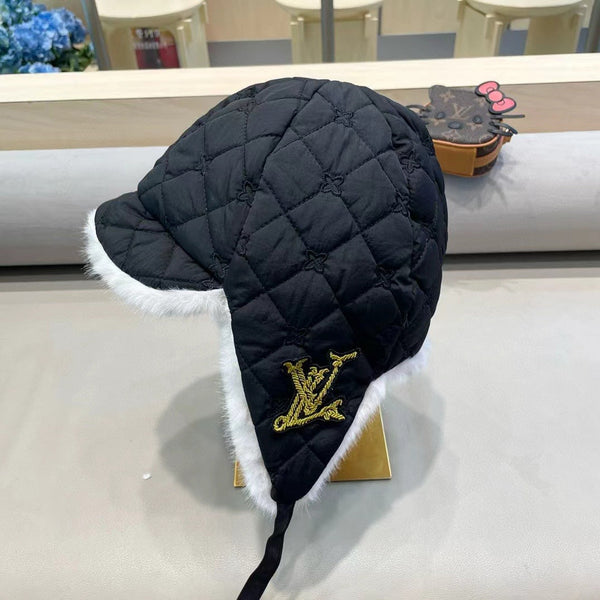 TRAPPER HAT IN BLACK COTTON 411231