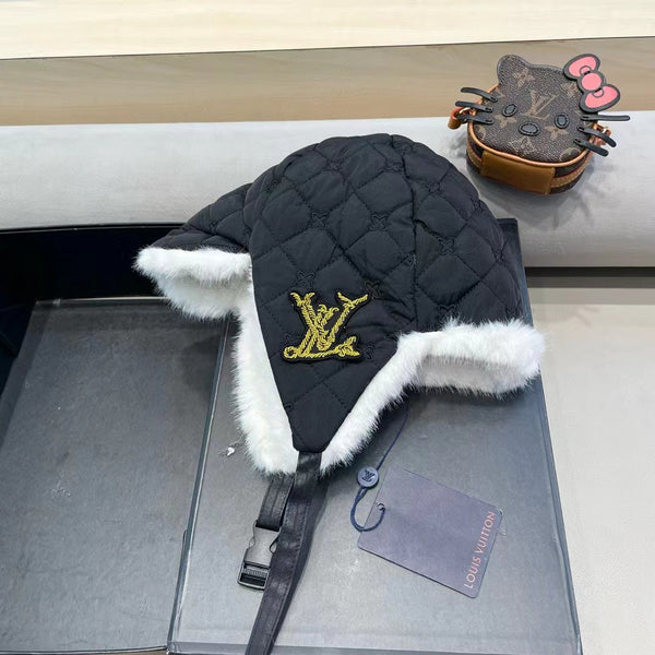 TRAPPER HAT IN BLACK COTTON 411231