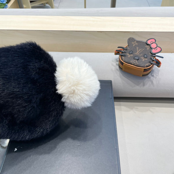 KNIT HAT IN BLACK MIX WHITE WOOL 426270