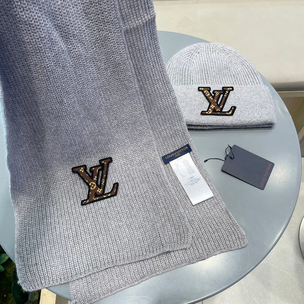 SET CLASSIC SCARF AND HAT IN GRAY WOOL 414787